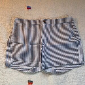 Blue and White Striped Shorts